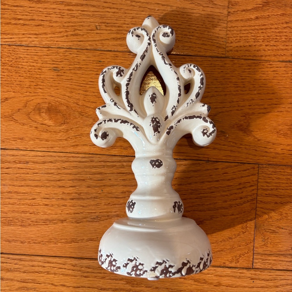 Stonebriar Collection Medium Worn White Decorative Ceramic Pedestal